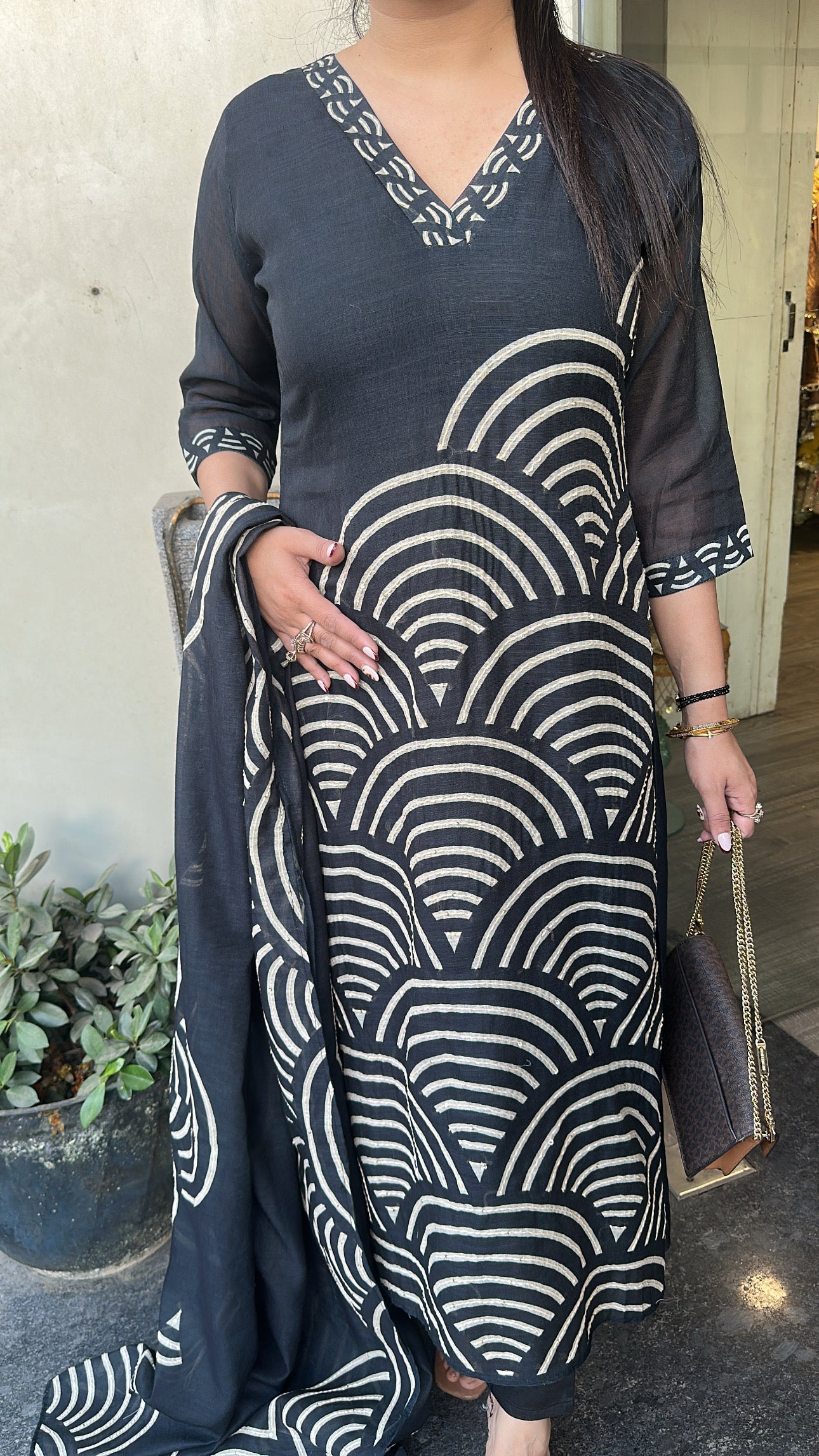 WiFi Black Thread work cotton Designer Suit