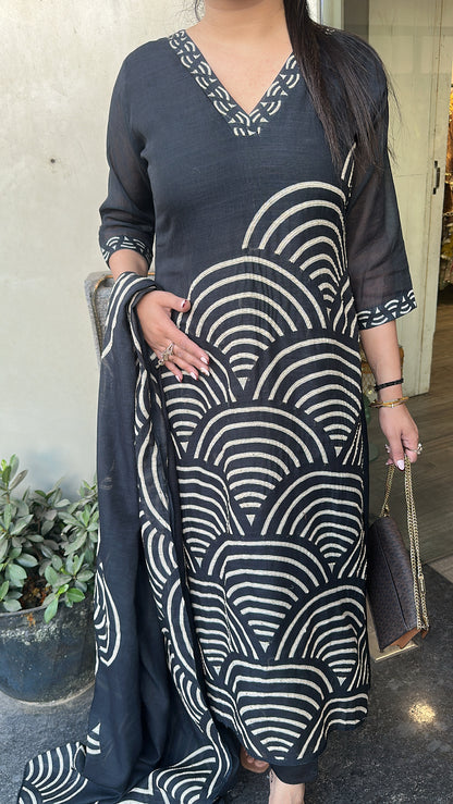 WiFi Black Thread work cotton Designer Suit