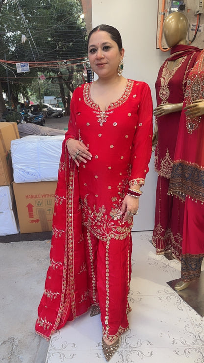 Chulbuli  Red Karwa Handwork Designer Suit