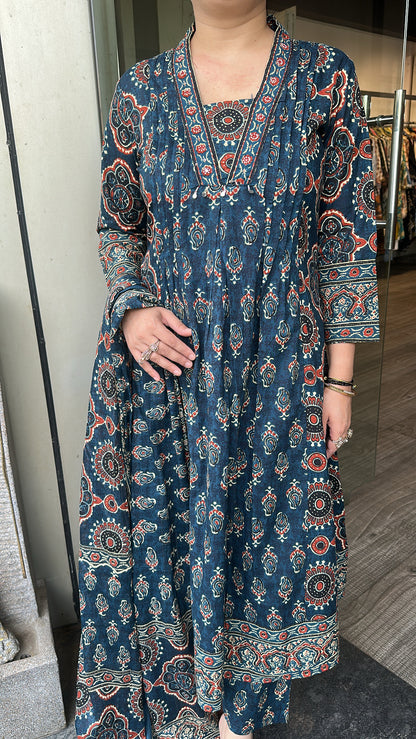 Hayat Teal Blue Digital Designer Anarkali Suit