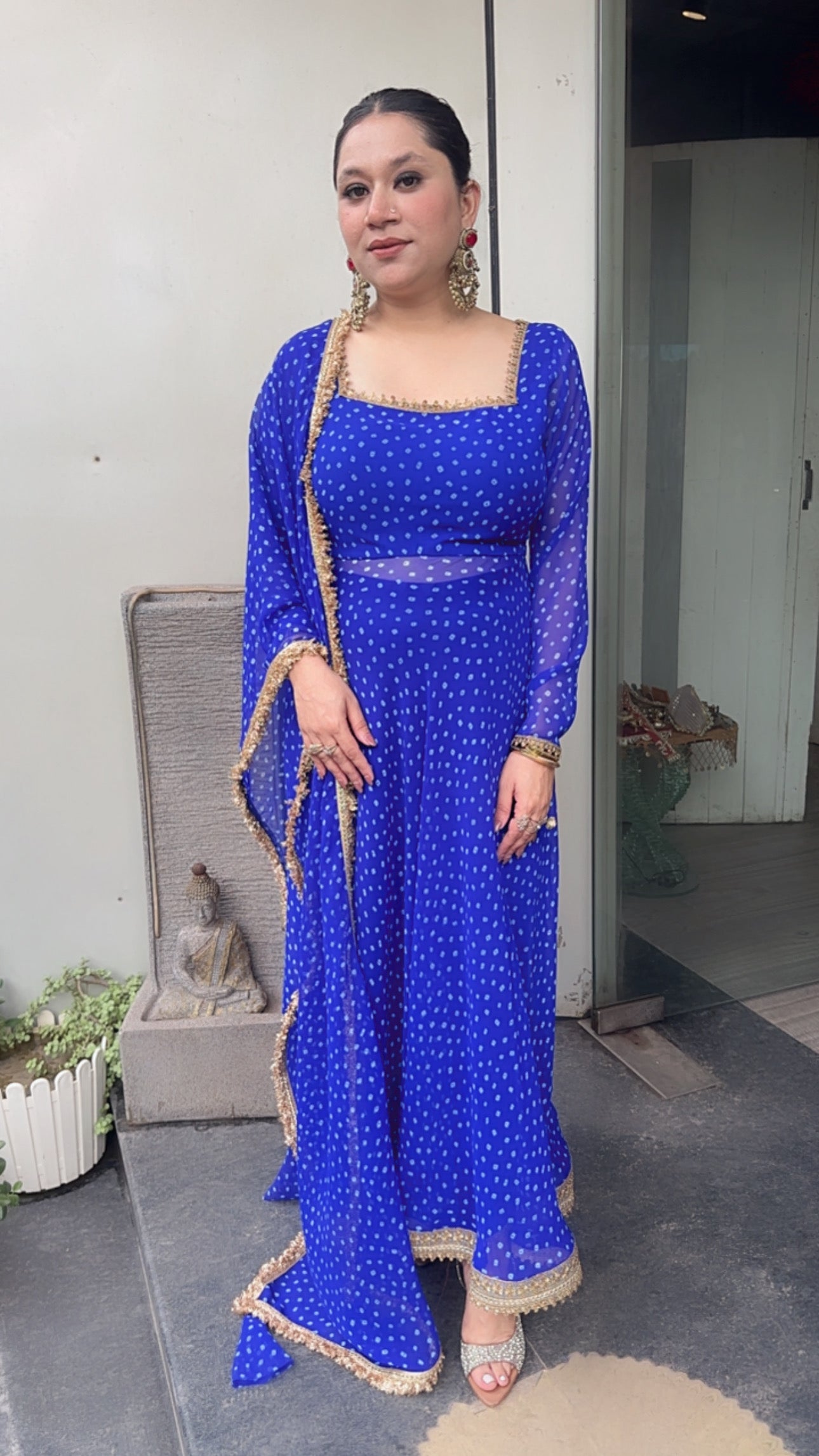 Modak Electric Blue Leheria Anarkali