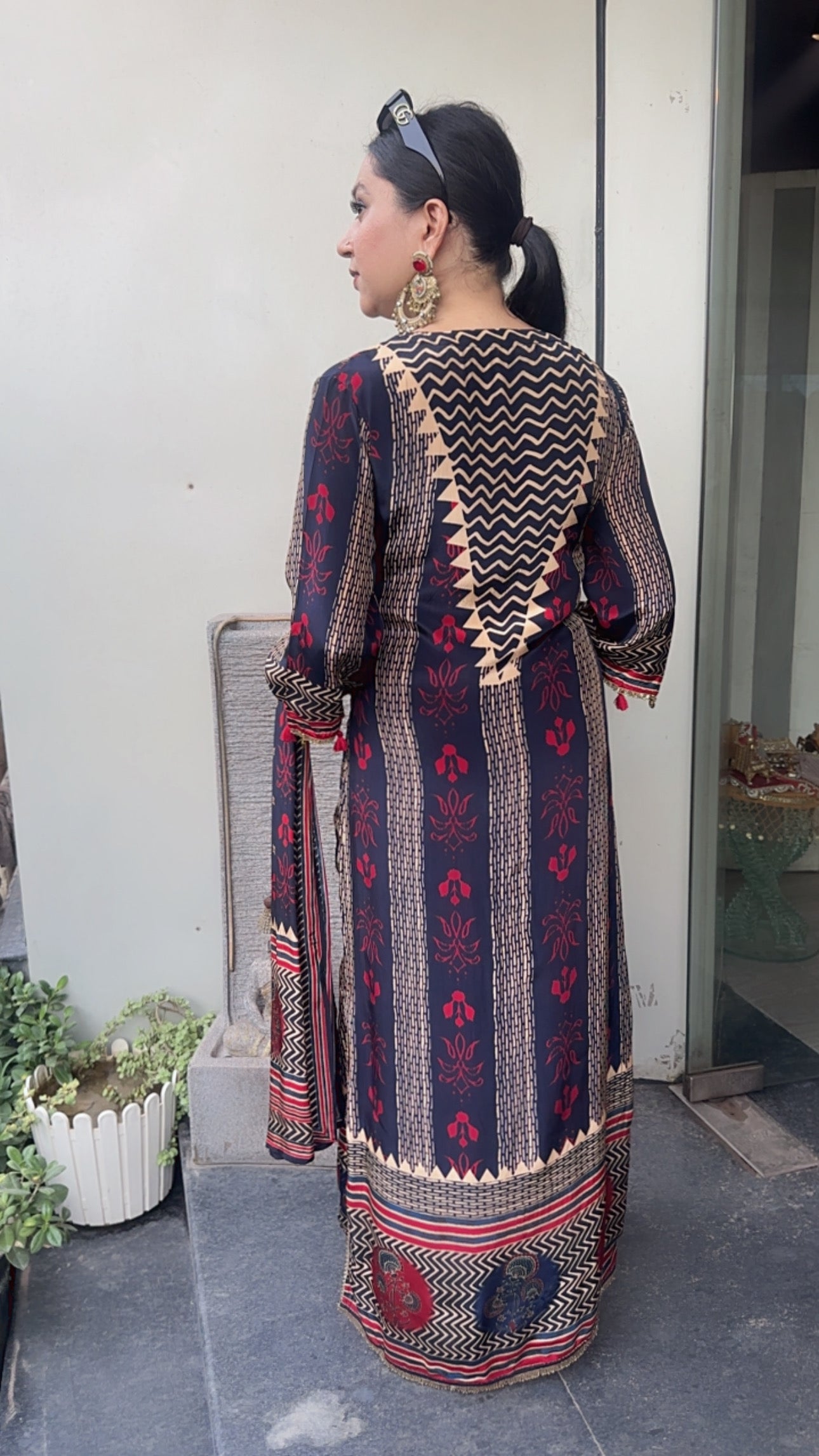 TikTok Navy Blue Digital Long Designer Suit