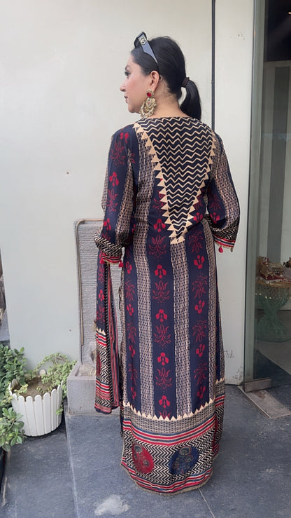 TikTok Navy Blue Digital Long Designer Suit