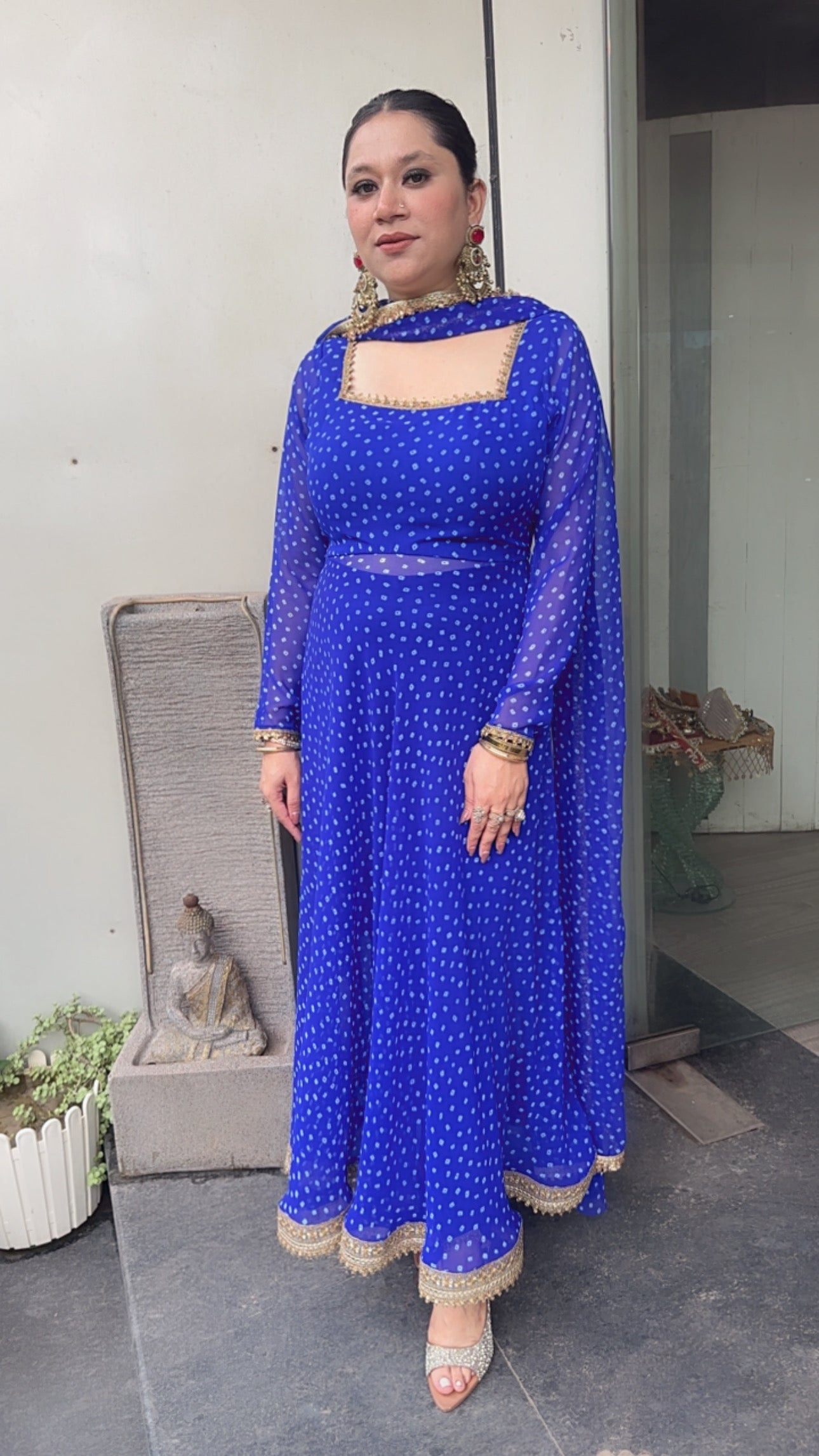 Modak Electric Blue Leheria Anarkali