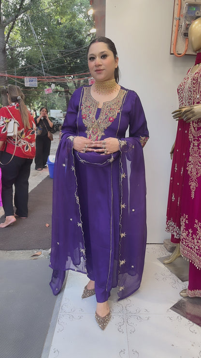Darbar purple A-Line Designer Suit