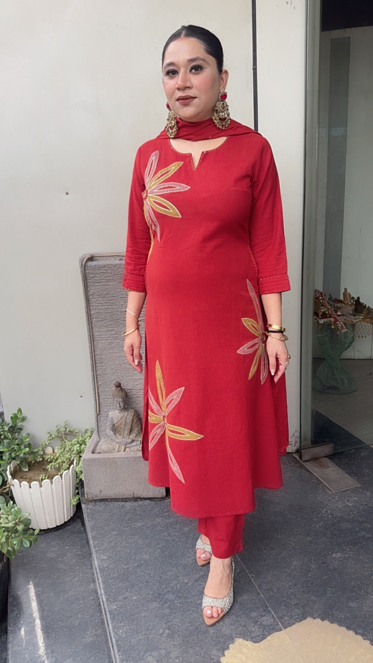 Maham Rust A-Line Cotton Designer Suit