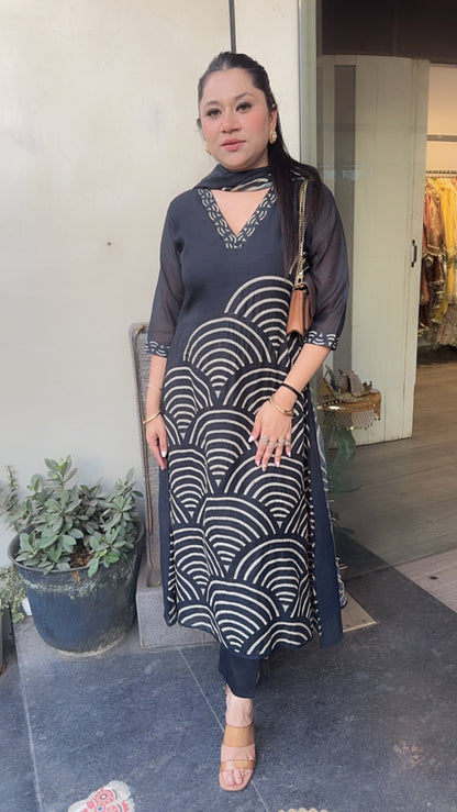 WiFi Black Thread work cotton Designer Suit