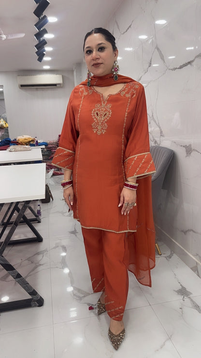 Makhana Rust Handwork Designer Suit