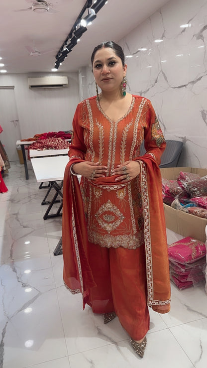 Rang Rust Hand work Designer Suit