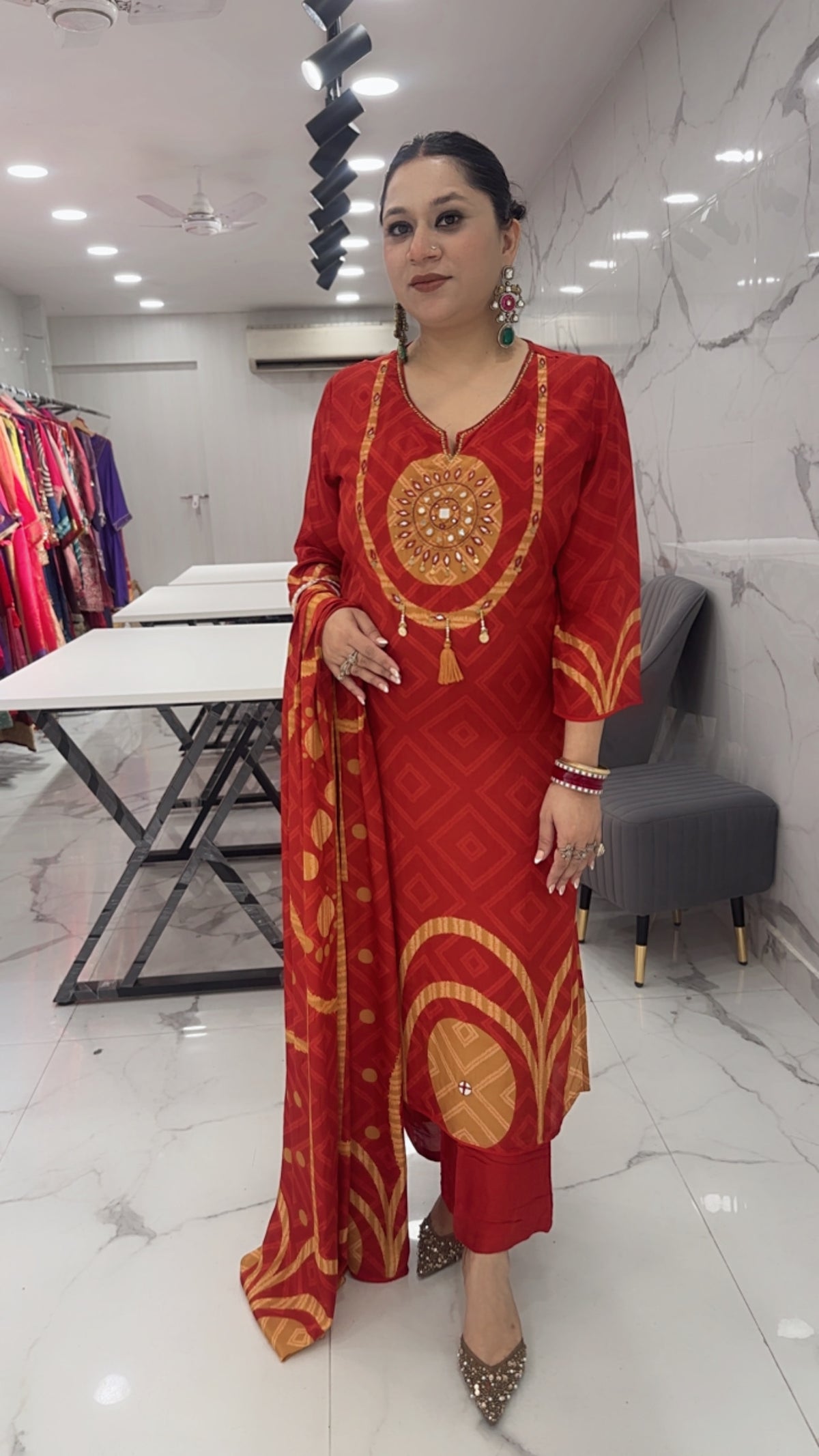 Shri Rust Digital Designer Suit