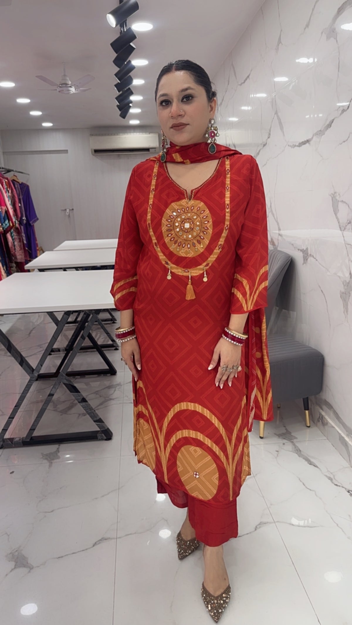 Shri Rust Digital Designer Suit