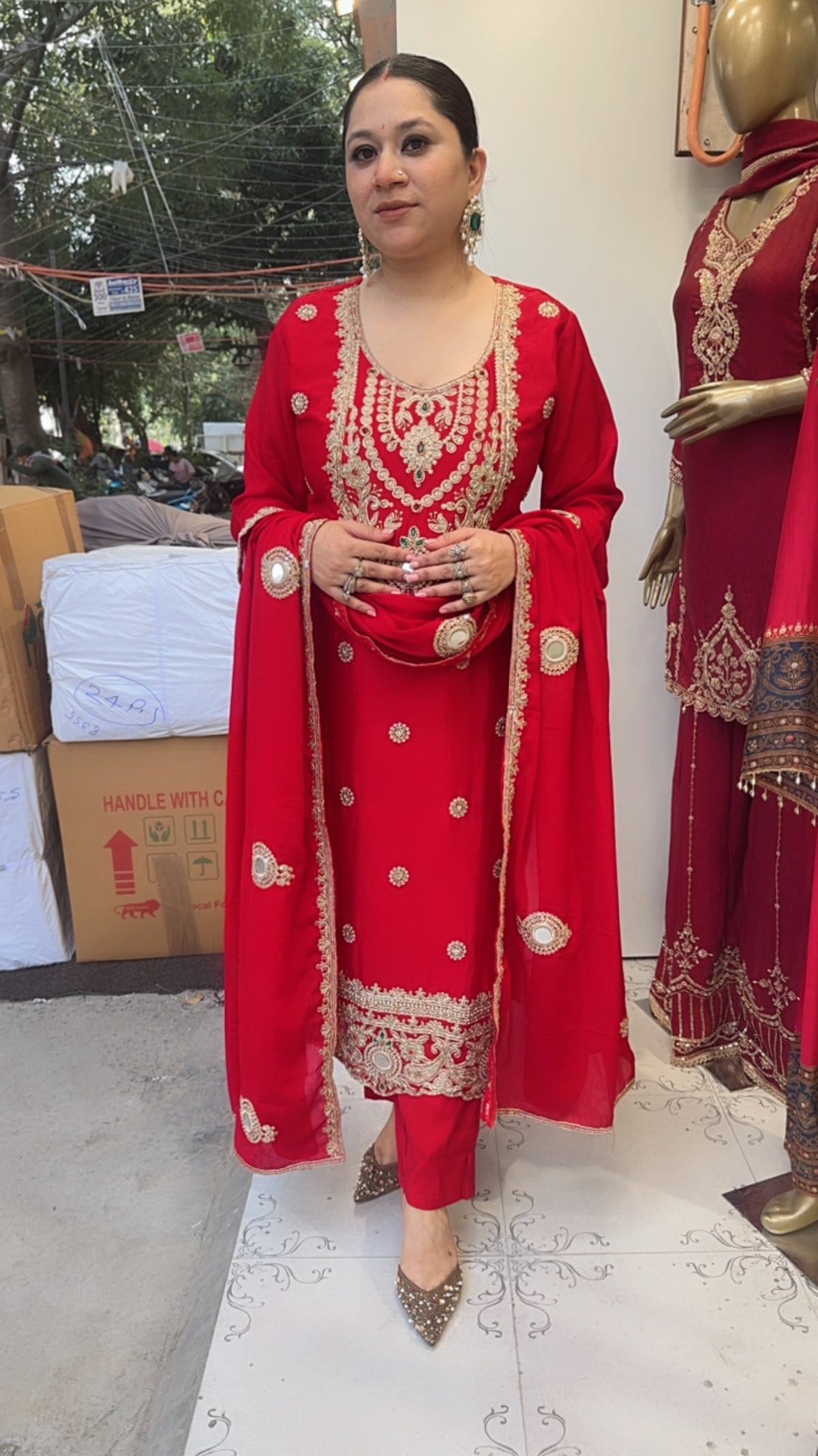 Zaveer Red Karwa Heavy Designer Suit