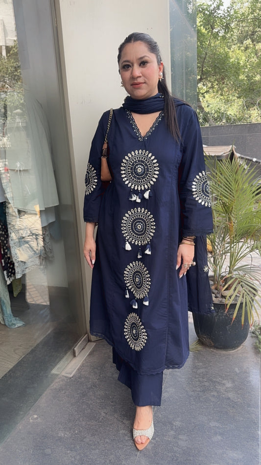 Bahaar Navy Blue A-Line Designer Suit