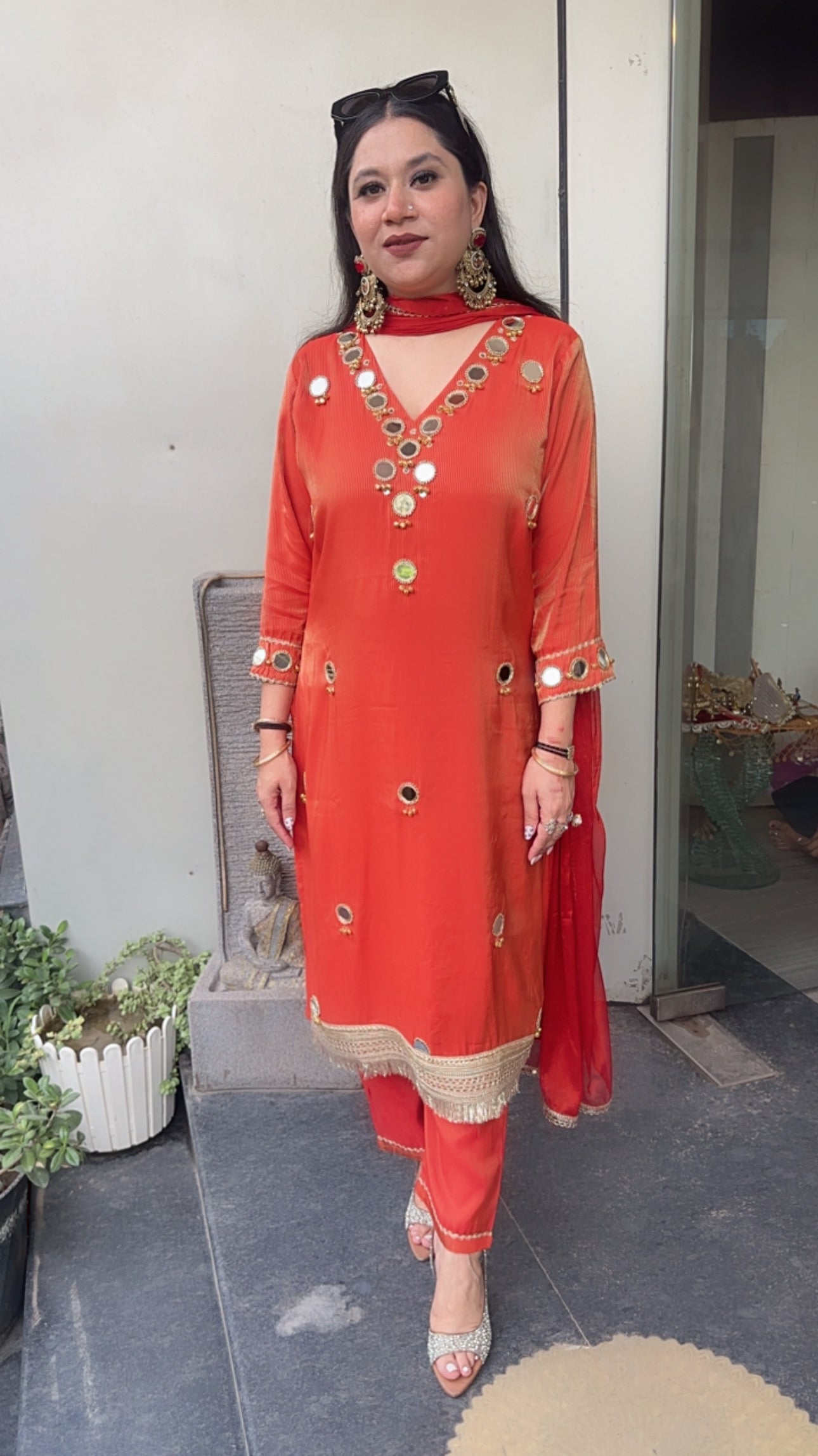 Gungru Mirror work Designer Suit