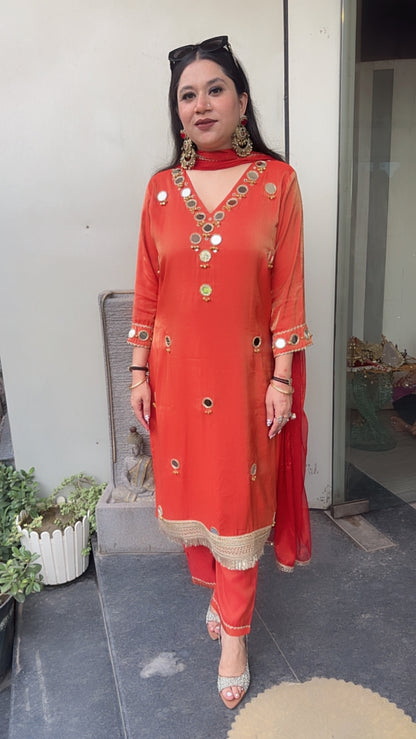 Gungru Mirror work Designer Suit