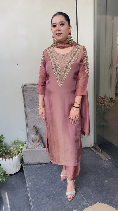 Queen Hand work Designer Shimmer Suit