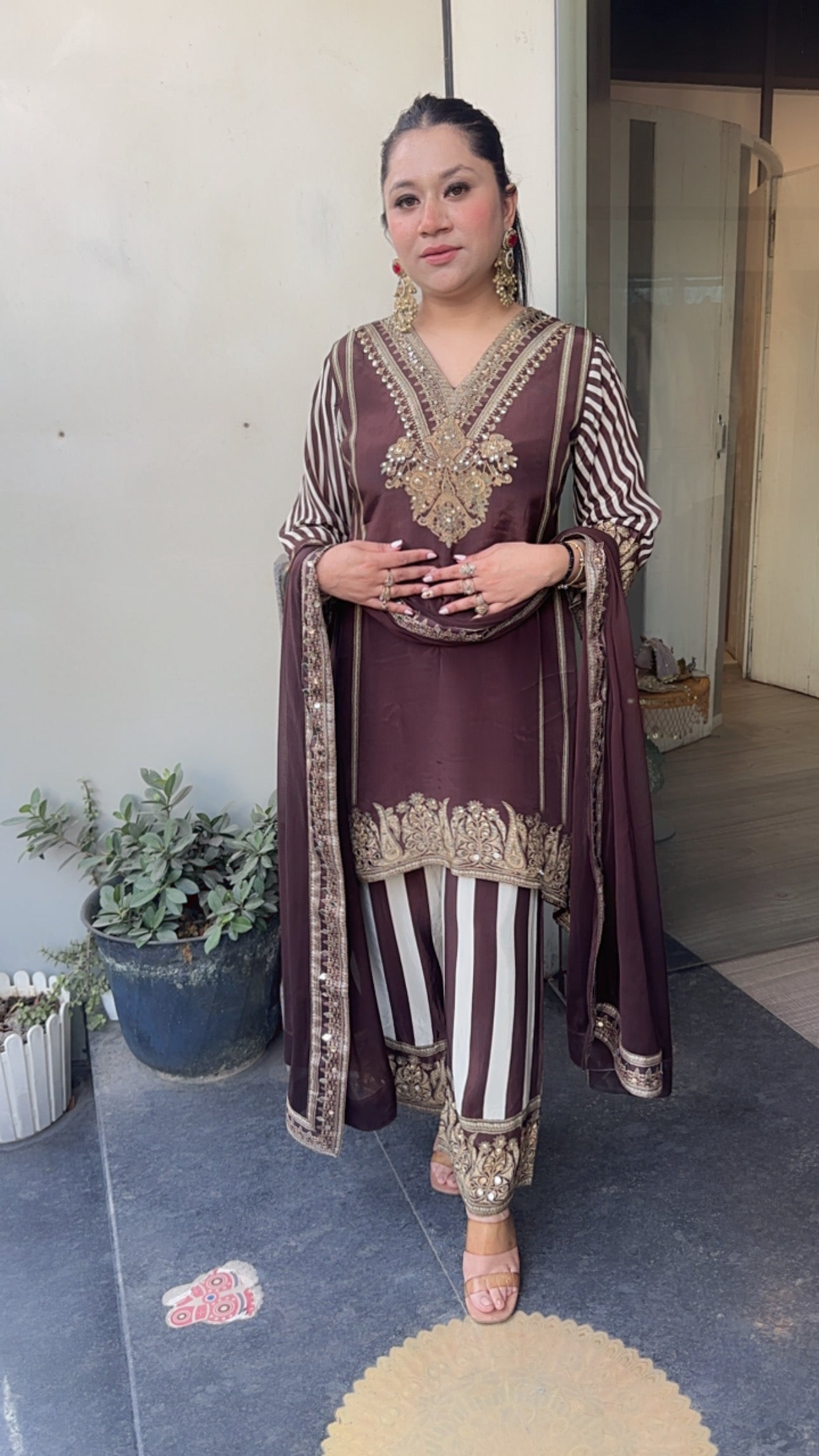 Bastin Coffee Brown Digital c-Cut Style Suit