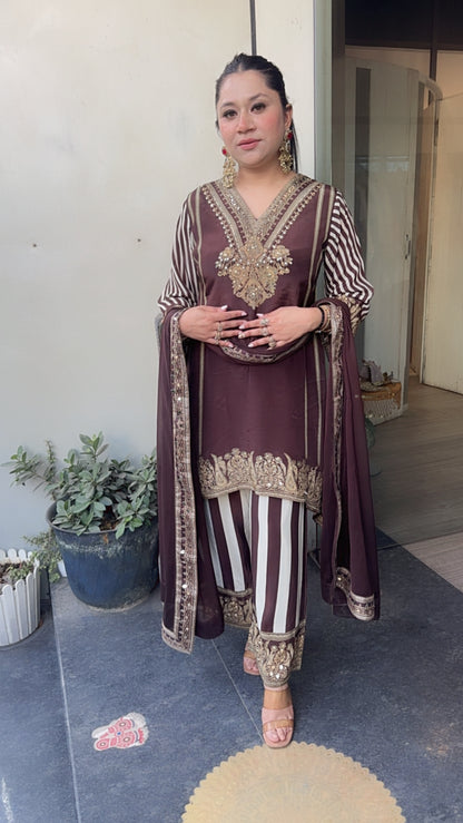 Bastin Coffee Brown Digital c-Cut Style Suit