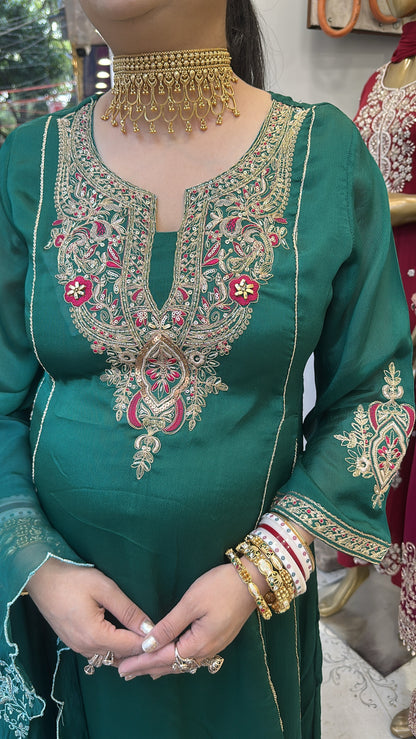 Darbar Ram Green A-Line Designer Suit