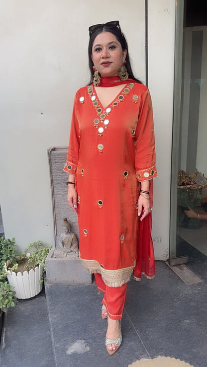 Gungru Mirror work Designer Suit
