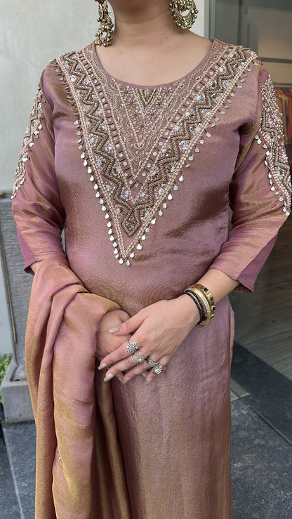 Queen Hand work Designer Shimmer Suit