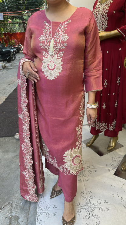 Tamana Pink pearl Thread work Designer Suit