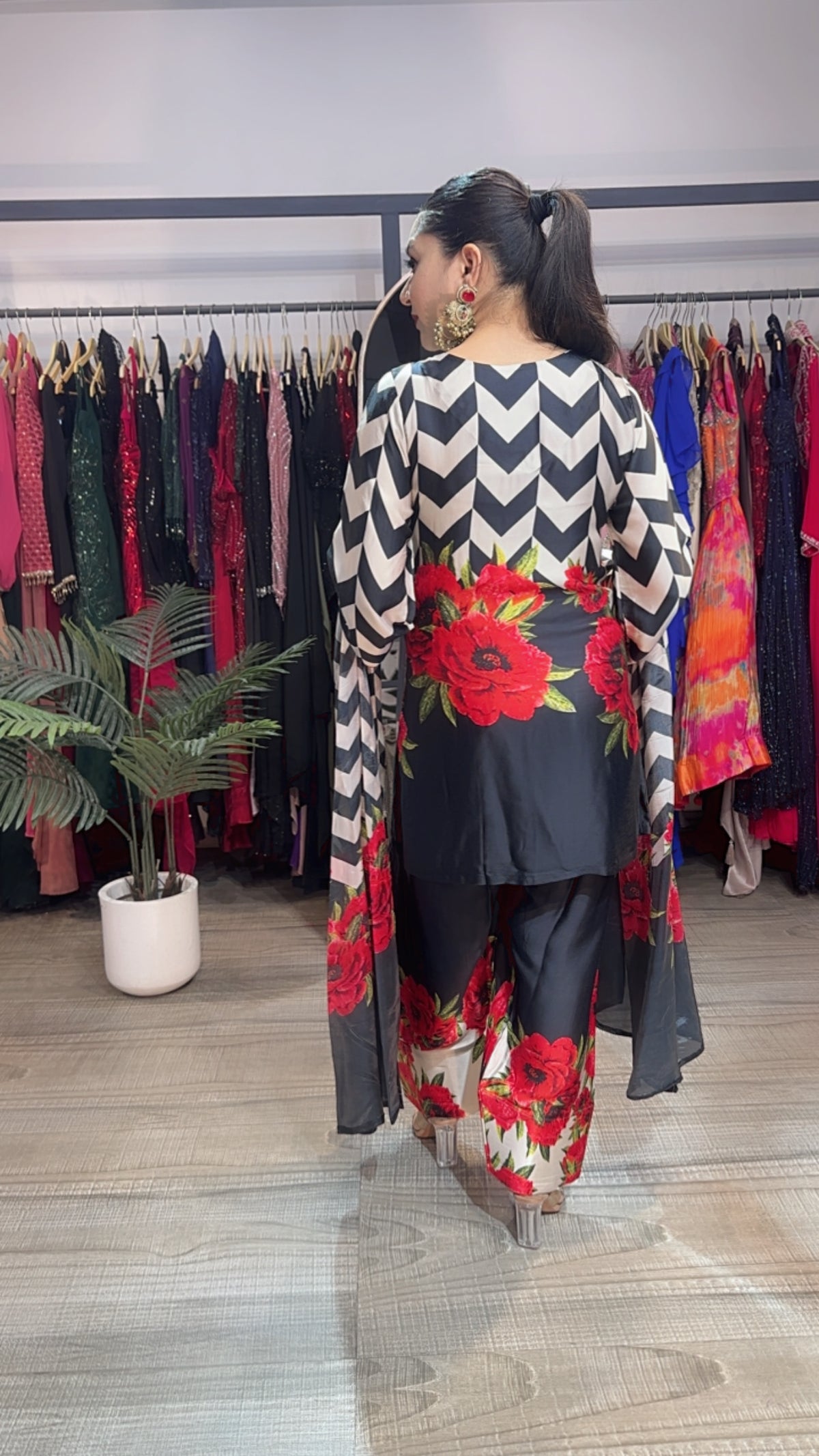 Rose check Digital Print Farshi Salwar