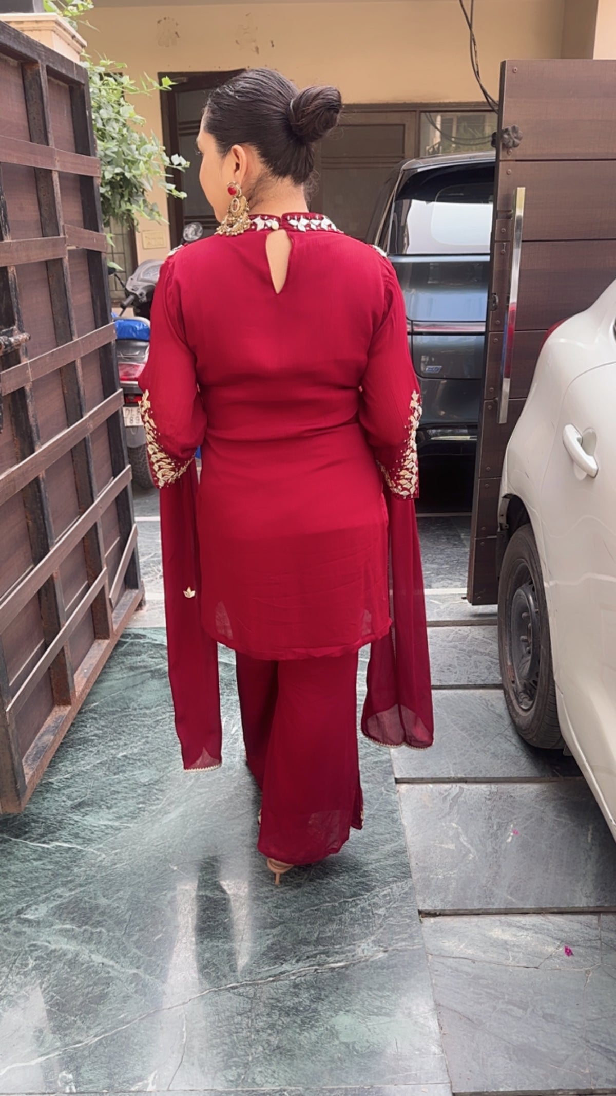 Navratri Mahroon Gota pati work Designer Suit