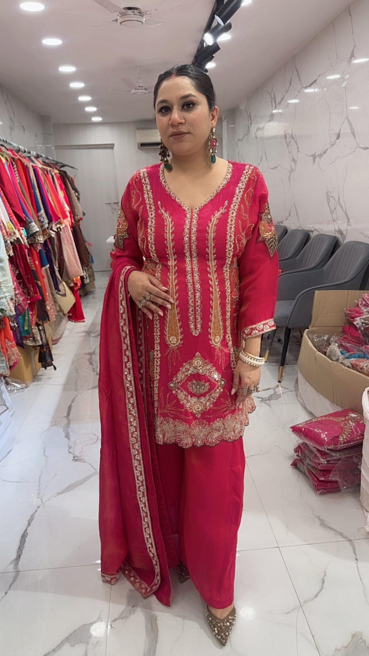 Rang Pink Hand work Designer Suit