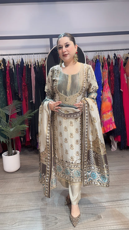 Kanika Digital print Embroidered Designer Suit