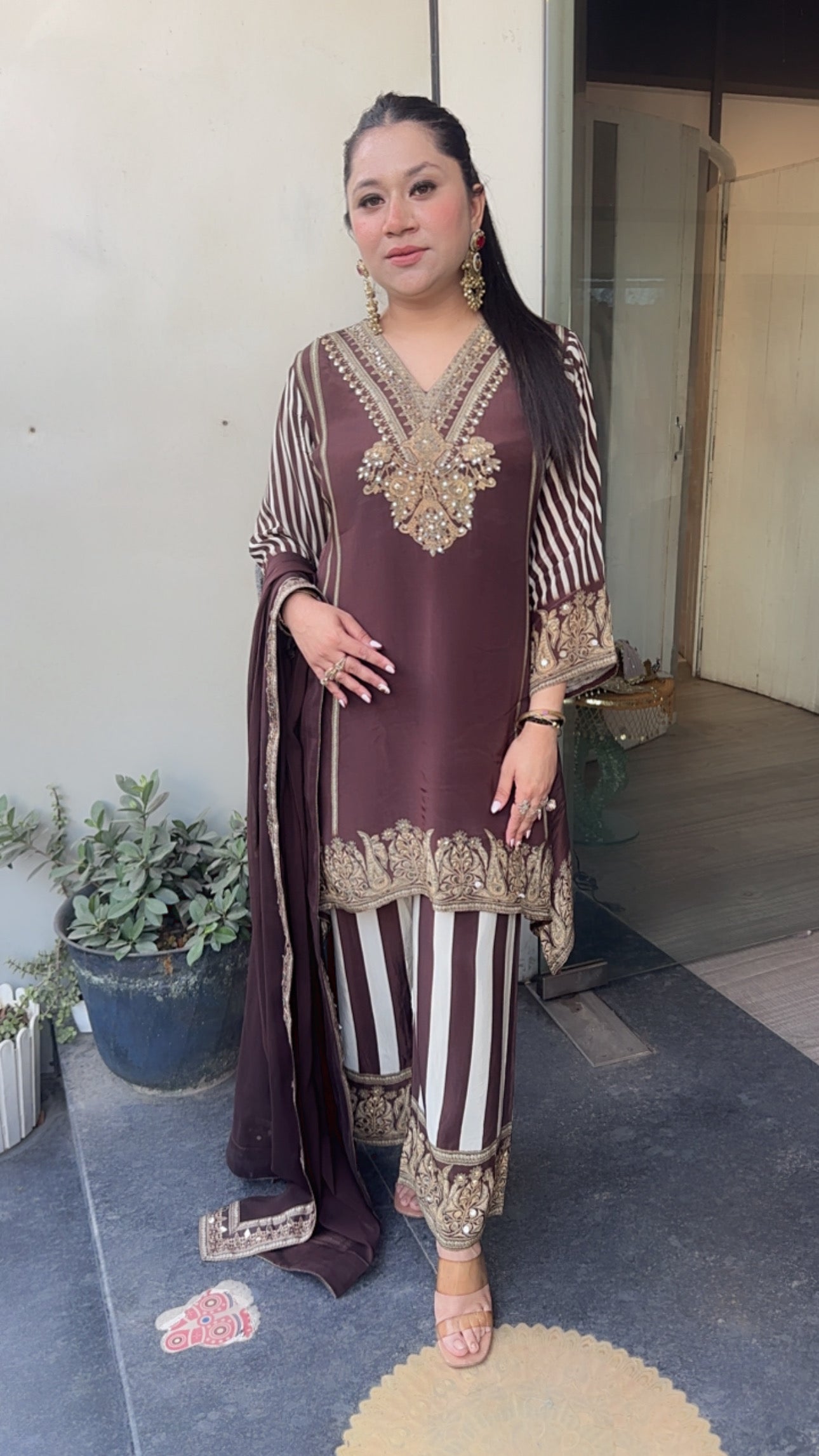 Bastin Coffee Brown Digital c-Cut Style Suit