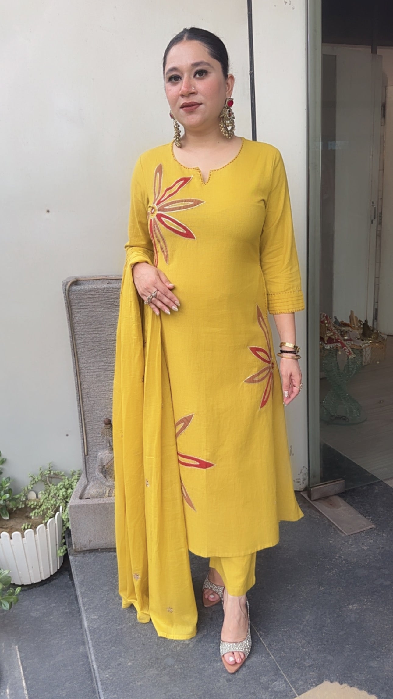 Maham Musturd A-Line Cotton Designer Suit