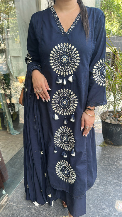 Bahaar Navy Blue A-Line Designer Suit