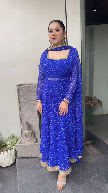 Modak Electric Blue Leheria Anarkali