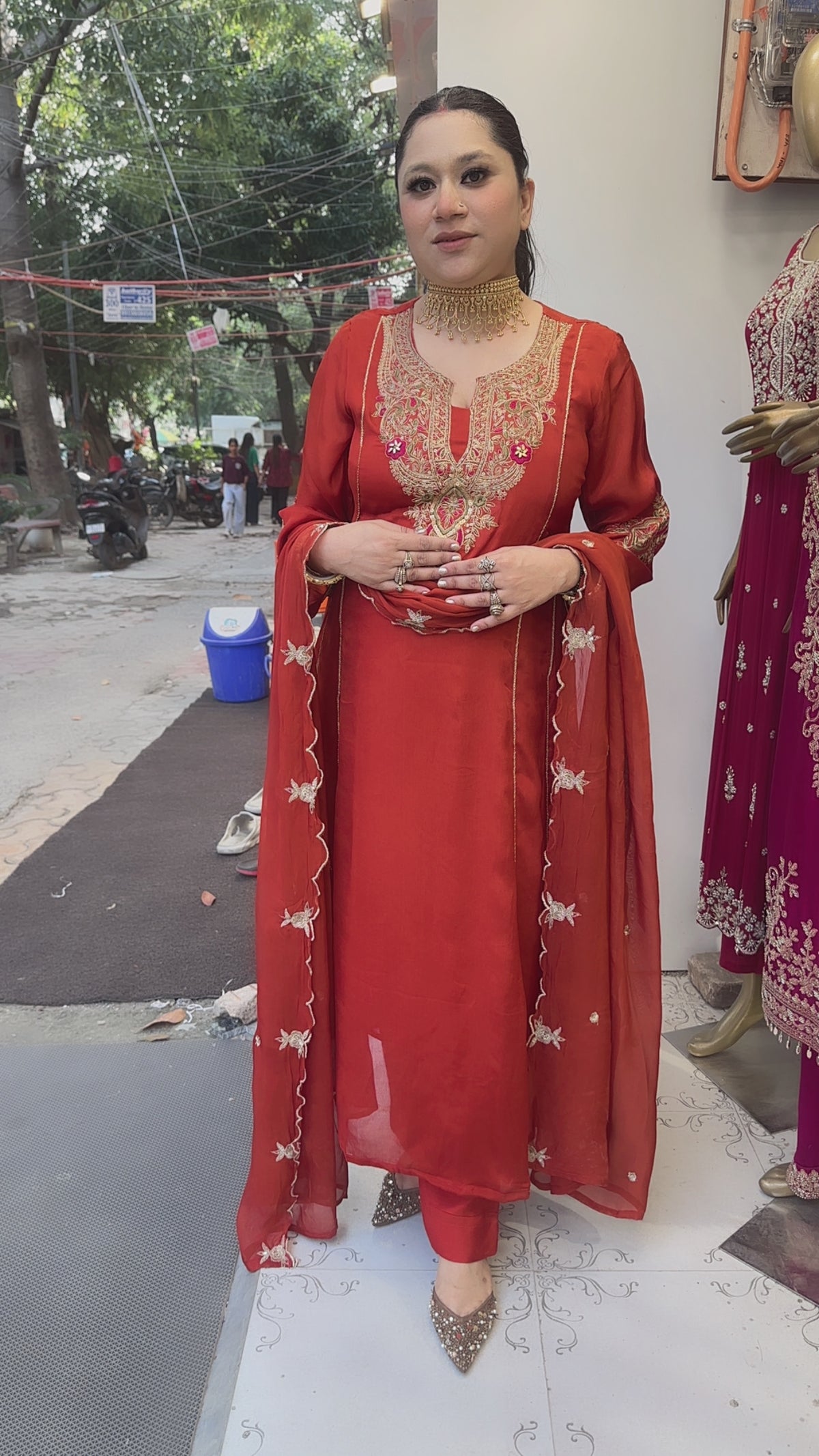 Darbar Rust A-Line Designer Suit