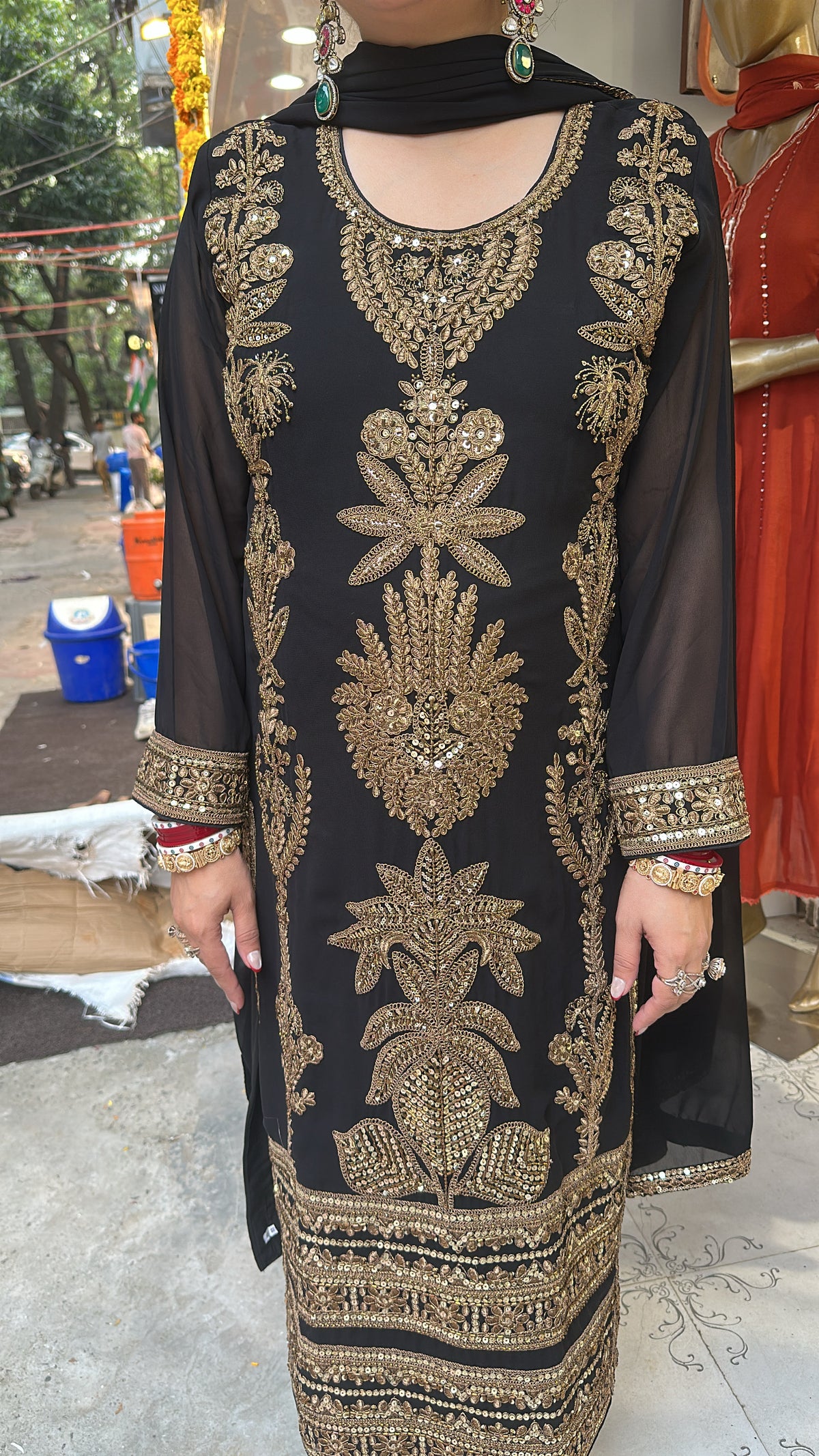 Rasbhari Black Handwork Designer Pakistani Suit