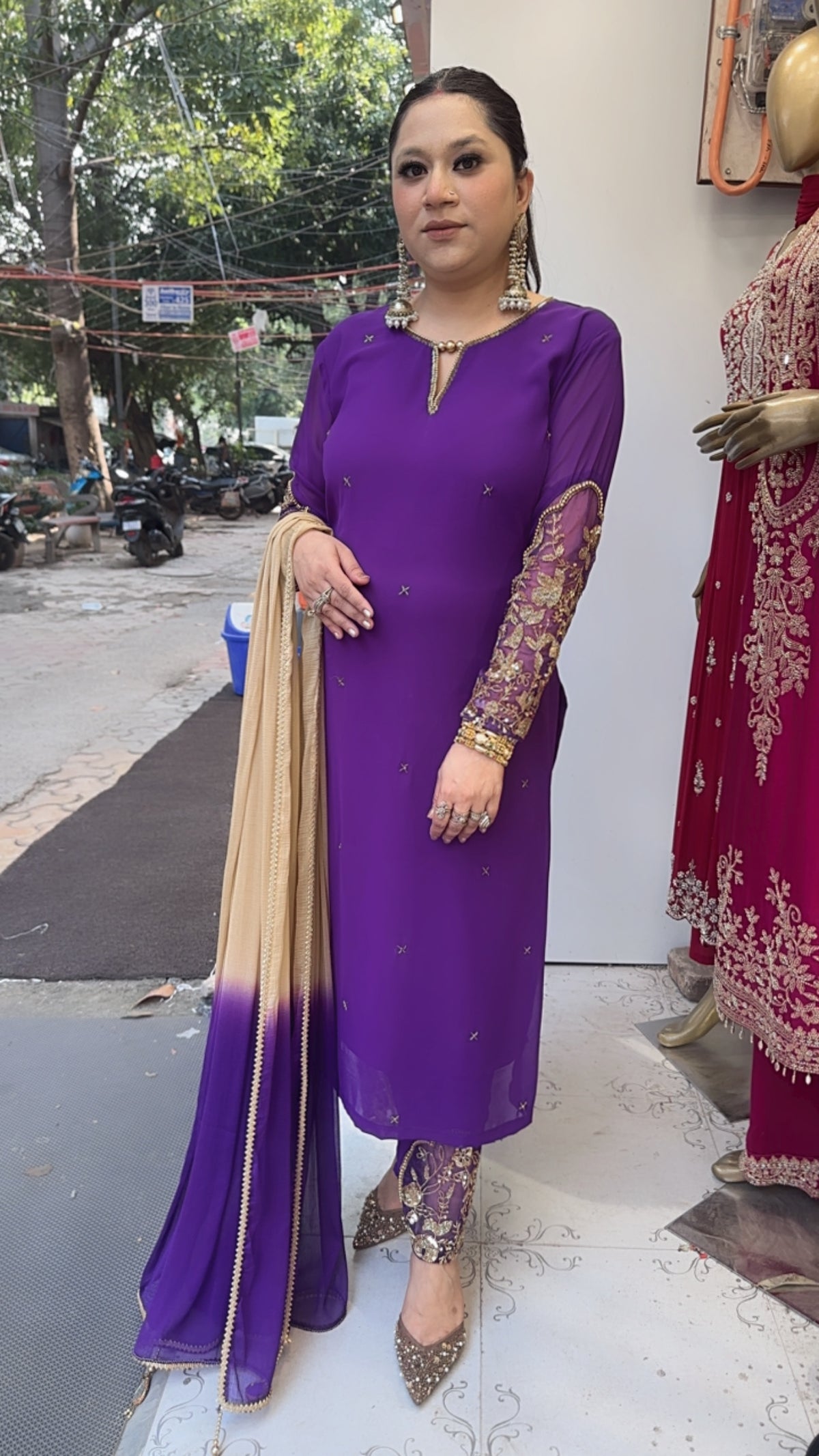 Muhurat purple Handwork Designer Suit