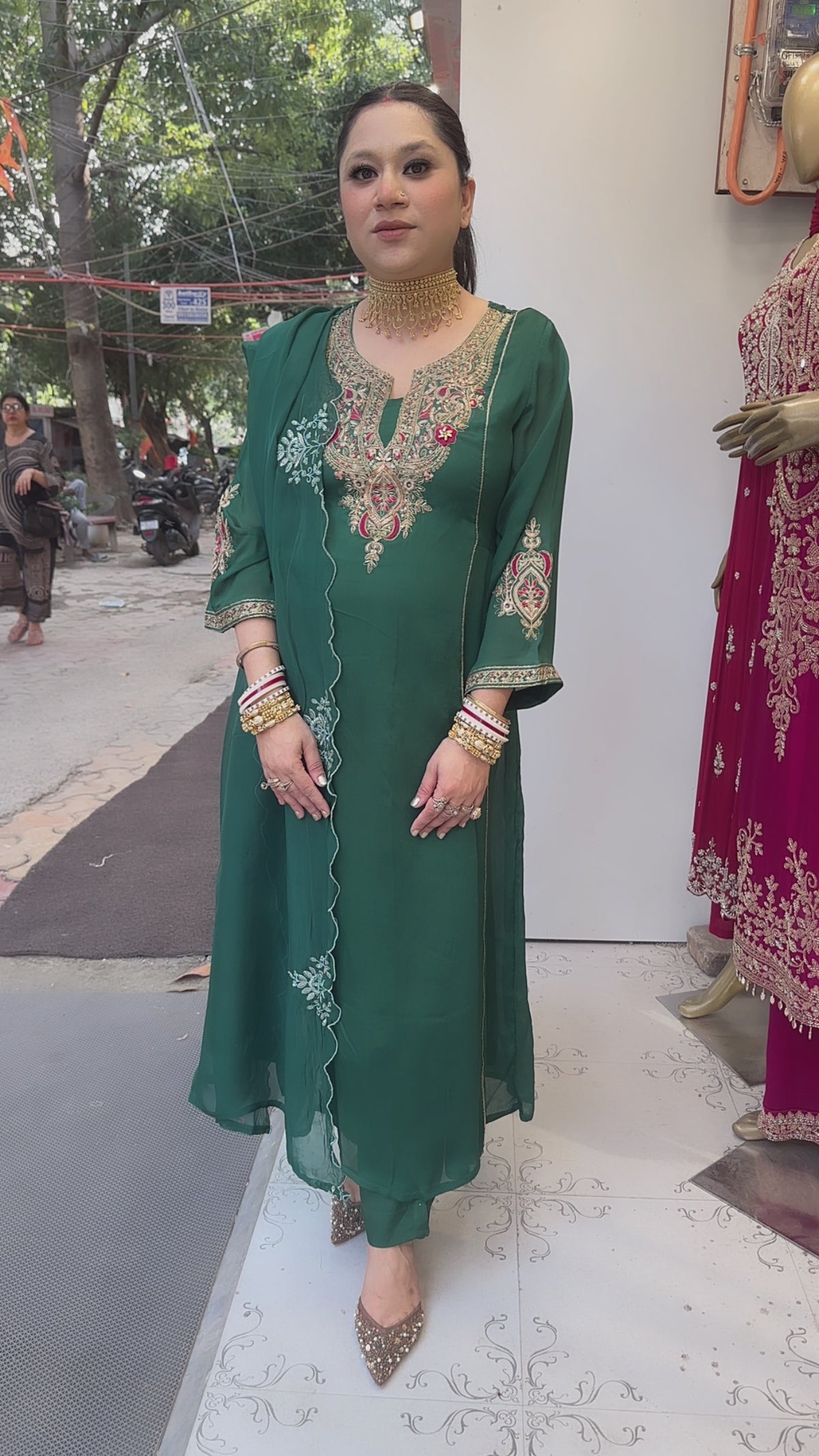 Darbar Ram Green A-Line Designer Suit