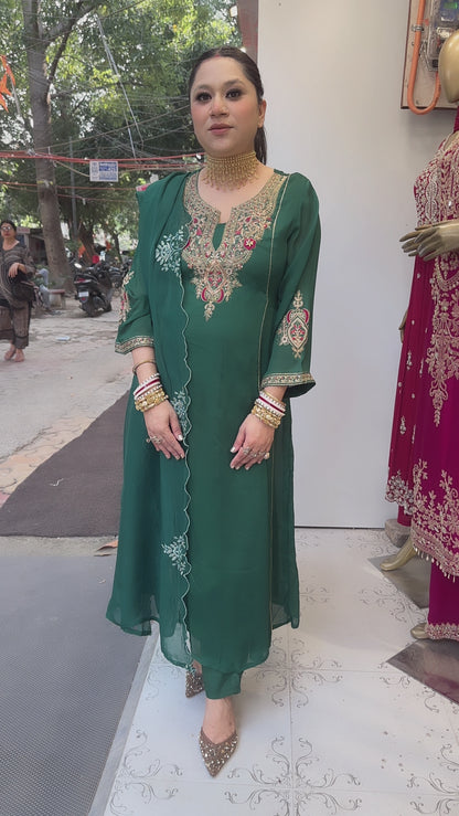 Darbar Ram Green A-Line Designer Suit