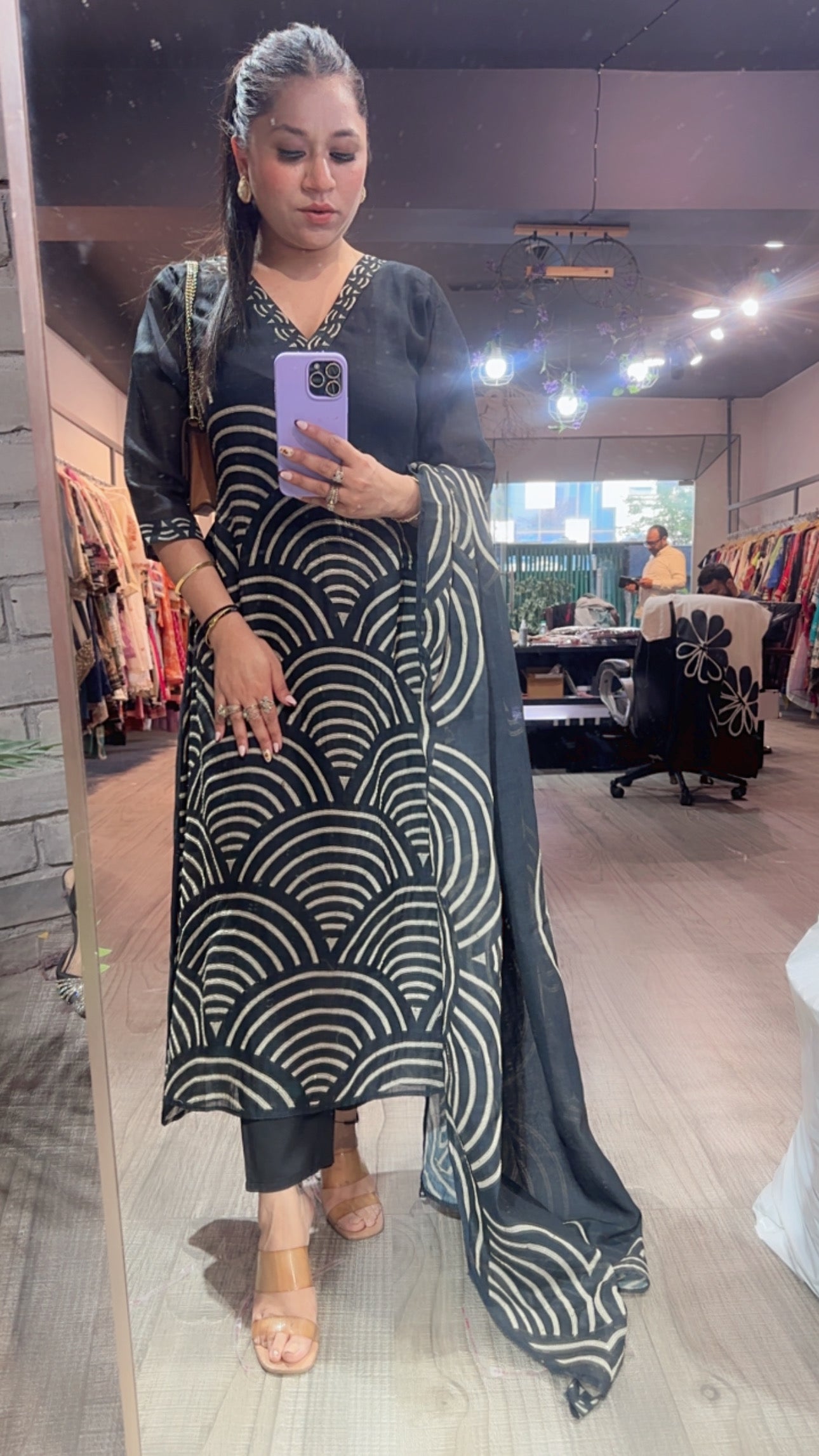 WiFi Black Thread work cotton Designer Suit