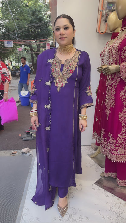 Darbar purple A-Line Designer Suit