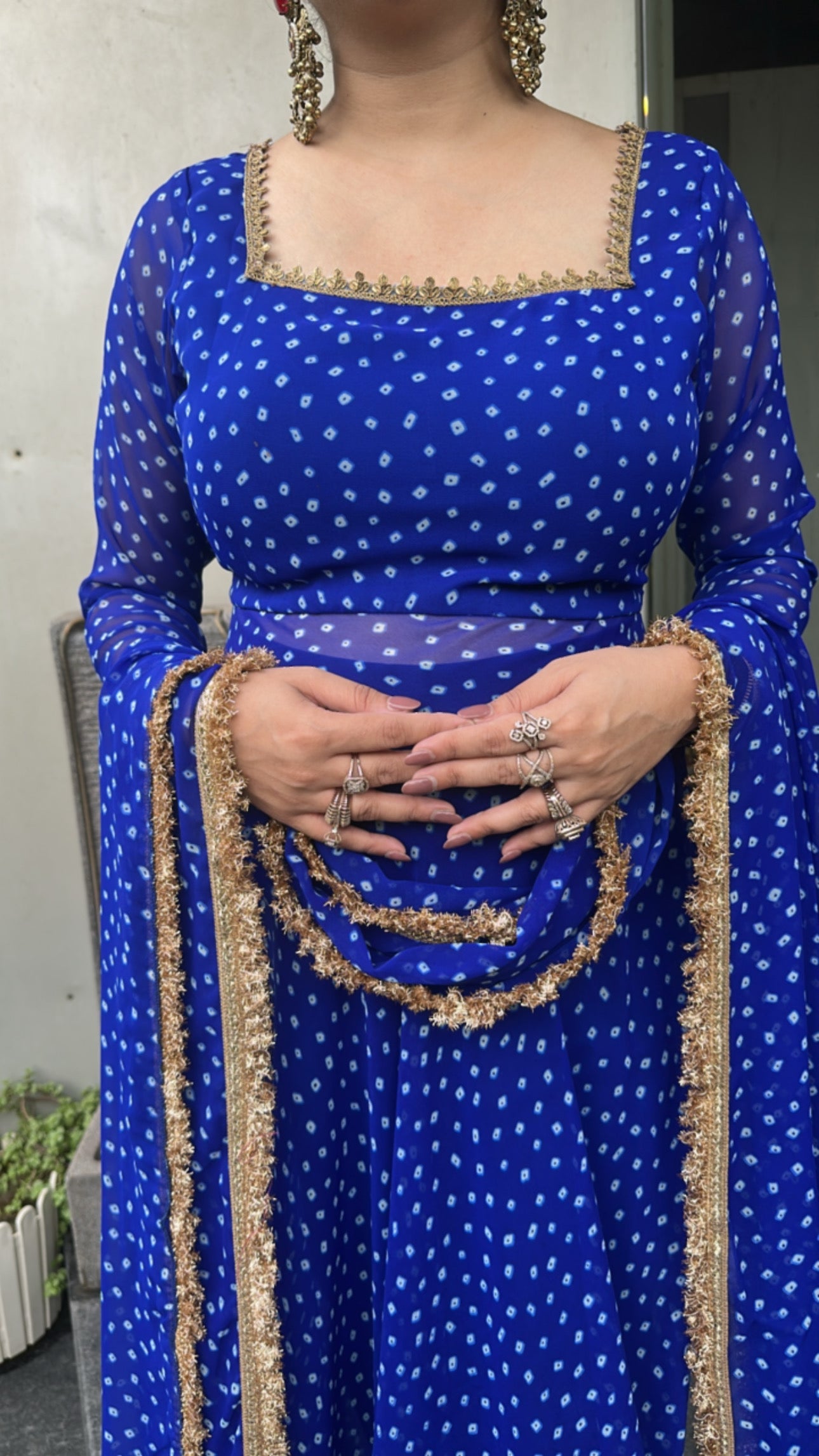 Modak Electric Blue Leheria Anarkali