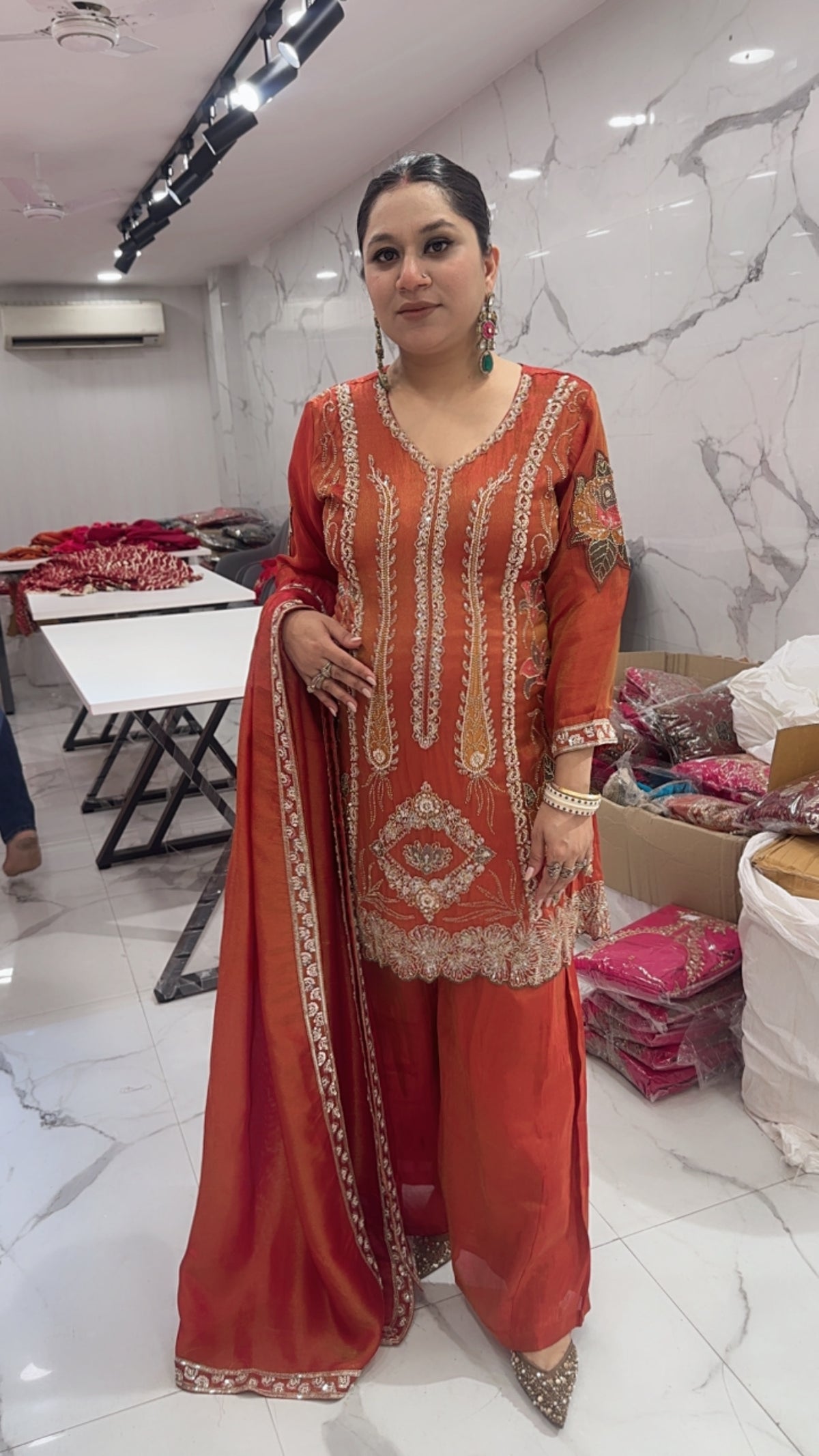 Rang Rust Hand work Designer Suit