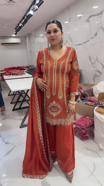 Rang Rust Hand work Designer Suit