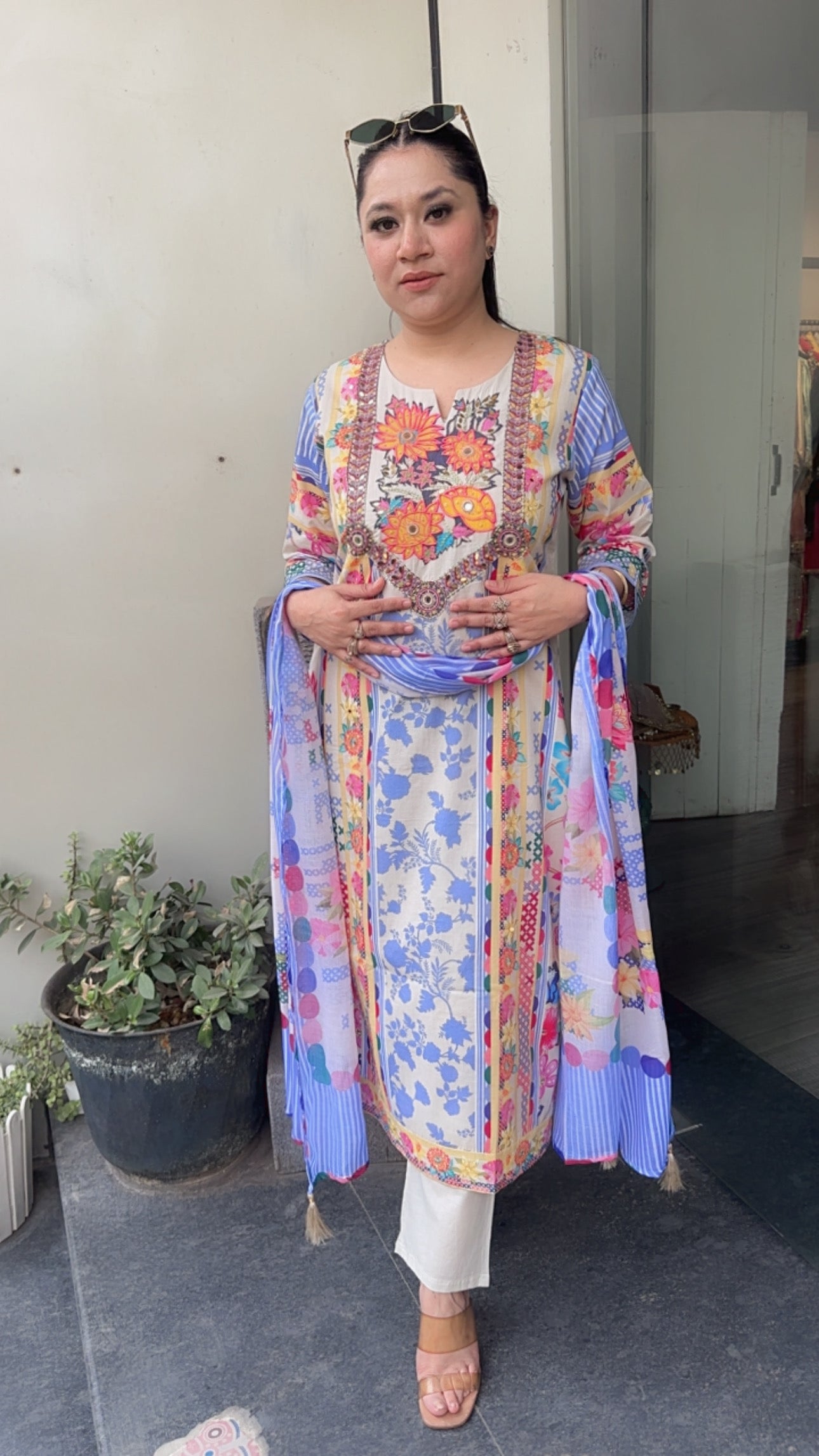 Junoon Multicolor Cotton Designer suit
