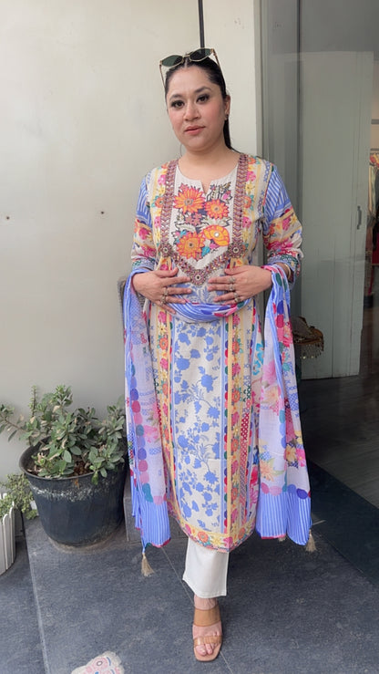 Junoon Multicolor Cotton Designer suit