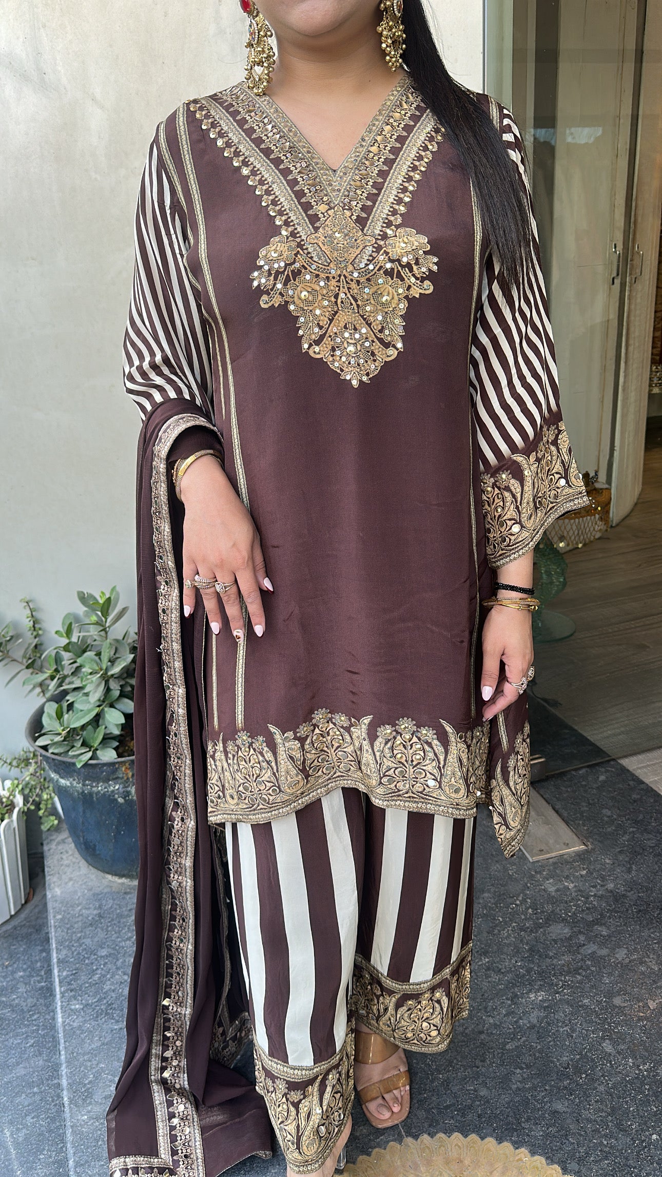 Bastin Coffee Brown Digital c-Cut Style Suit