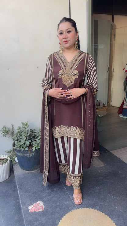 Bastin Coffee Brown Digital c-Cut Style Suit