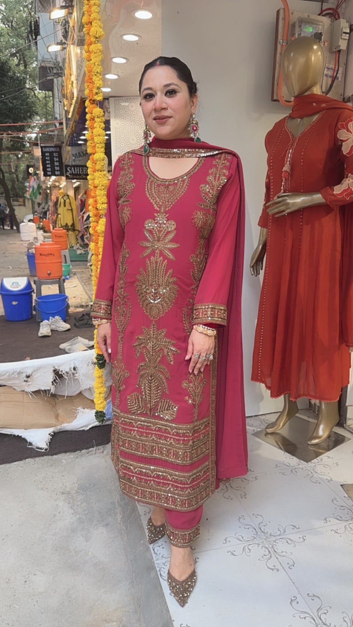 Rasbhari Onion pink Handwork Designer Pakistani Suit