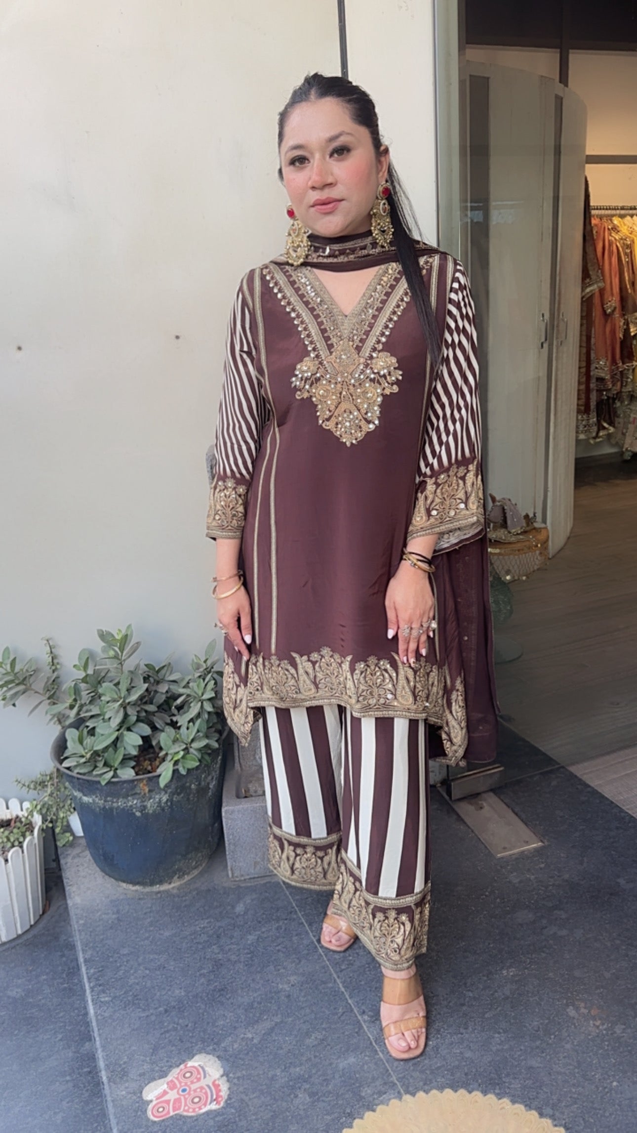 Bastin Coffee Brown Digital c-Cut Style Suit